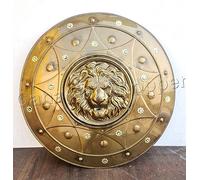 Azeem Mart Set di armature da guerriero spartano, elmo greco antico di Sparta, emblema spartano, replica dello scudo spartano del re leggendario Leonida (scudo di leone)