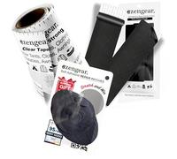 aZengear Kit Universale di Riparazione per Giacche con 11 Toppe Nere, Set da 2 Toppe Grandi e Nastro Trasparente Impermeabile per Cappotti, Tende, PVC e Attrezzature Outdoor