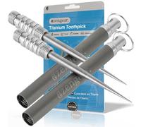 aZengear Stuzzicadenti Titanio 2 Pz con Portachiavi Custodia, Metallo EDC | Capsula avvitabile portatile 5,7cm, inossidabile, impermeabile, solo 8g, campeggio, viaggio, picnic, dura una vita