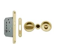 AZERODESIGN KIT CHIUSURA CHIUSURA PER PORTA SCORREVOLE CON ROSONE TONDA CON CHIUSURA E SCHIUSURA SERBATOIO CON GANCIO DIAMETRO DI ROSETTE INSCUSSIONE 56mm (LATTONATO