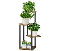 AZERPIAN Supporto per piante a 4 ripiani, in metallo, per interni, per più piante, ad angolo, per patio, giardino, soggiorno, balcone, camera da letto, nero (4 ripiani, nero)