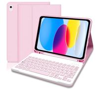 AZERTY - Cover per tastiera per iPad 10/11° generazione (10.9 pollici 2022/11 pollici 2025 A16), con tastiera magnetica Bluetooth senza fili, custodia con penna Holder per iPad 10eme/11eme -Rosa