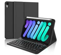 AZERTY - Cover per tastiera per iPad Mini 7° Geno(A17 Pro, 2024) e 6° Geno(2021) 8.3", con tastiera Bluetooth staccabile con porta matita per iPad mini 7e/6a generazione 8.3 pollici, colore: Nero