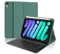 AZERTY - Cover per tastiera per iPad Mini 7° Geno(A17 Pro, 2024) e 6° Geno(2021) 8.3", con tastiera Bluetooth staccabile, con porta matita per iPad mini 7e/6a generazione, 8.3 pollici, verde scuro