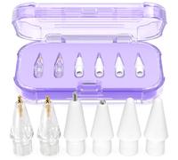 AZF Punte di ricambio per Apple Pencil Pro/USB-C/2a generazione/1a generazione, con custodia, punte di ricambio in metallo misto resistente all'usura, per accessori per matite iPad (viola)