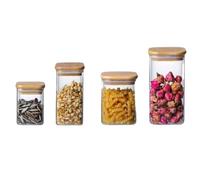 AZHKJKZH Barattolo Per Alimenti 4 Barattoli Di Vetro Quadrati Ermetici Moderni Con Coperchio Contenitori Cucina