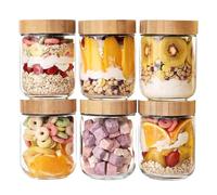 AZHKJKZH Barattolo per Alimenti 6 Confezioni di Barattoli di Vetro con Coperchio Contenitori da Viaggio Rotondi for Snack Yogurt Contenitori Cucina