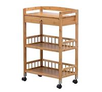 AZHKJKZH Carrellino Salvaspazio Carrello Di Rotolamento In Bambù A 3 Livelli Con Cassetto E Ruote Da Pranzo Rimovibile Cucina Per Soggiorno Per Organizzare Cucina(Primary color)