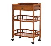 AZHKJKZH Carrellino Salvaspazio Carrello Di Rotolamento In Bambù A 3 Livelli Con Cassetto E Ruote Da Pranzo Rimovibile Cucina Per Soggiorno Per Organizzare Cucina(Bruin)