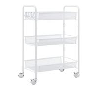 AZHKJKZH Carrellino Salvaspazio Carrello Portaoggetti Da Cucina A 3 Livelli Bagno In Acciaio Al Carbonio Rotolamento In Metallo Con Ruote Per Organizzare Cucina(White)