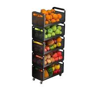 AZHKJKZH Carrellino Salvaspazio Carrello Portaoggetti da Cucina in Metallo con Ruote Portaspezie per Verdure Rimovibile per Organizzare Cucina(5 Tier)
