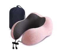 AZHKJKZH Cuscino di Supporto Cuscino da Viaggio in Memory Foam, Cuscini da Viaggio in Cotone con Borsa Portaoggetti per Aerei Compatta Cuscino(Pink)