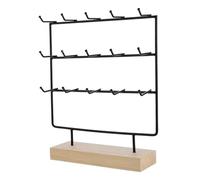 AZHKJKZH Espositore per Gioielli Supporto per Orecchini A 3 Livelli, per, 15 Ganci, Base in Legno, Portagioie per Negozio vetrina(Black)