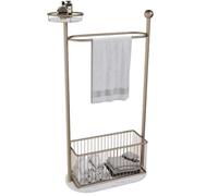 AZHKJKZH Portasciugamani da Terra Bagno Portasciugamani da Terra con in Metallo Base in Marmo, Cesto per La Biancheria E Ripiano Portaoggetti Salvaspazio(Gold)