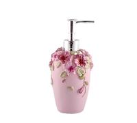AZHKJKZH Riutilizzabile Distributore di Sapone Liquido, Bottiglia Ricaricabile in Resina di Rose in Rilievo Barocco Romantico Decorativo, Decorativo(Pink)