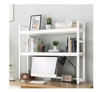 AZHKJKZH Scaffale Portaoggetti Scaffale Da Tavolo A 2 Livelli Con Struttura In Acciaio E In Legno Banco Per Piccoli Uffici Organizer Libri(White)