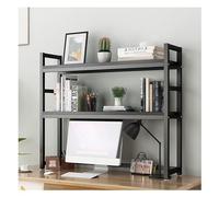 AZHKJKZH Scaffale Portaoggetti Scaffale Da Tavolo A 2 Livelli Con Struttura In Acciaio E In Legno Banco Per Piccoli Uffici Organizer Libri(Black)