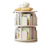 AZHKJKZH Scaffale Portaoggetti Scaffale Girevole Scaffali A 2 Livelli Libreria Da Pavimento Per Soggiorno Camera Letto Organizer Libri(White)