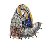 AZHKJKZH Sciarpa Calda Sciarpa di Seta da Donna con Nappe, Scialle Leggero Floreale Primavera Estate della Boemia per La Vita Quotidiana