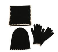 AZHKJKZH Set cappello sciarpa guanti Cappelli Invernali Caldi In Tinta Unita, Sciarpe, Guanti, Abiti Natalizi calore invernale(Black)