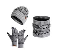 AZHKJKZH Set Cappello Sciarpa Guanti Sciarpa E Guanti Invernali da Uomo, Set 3 Pezzi, Caldi Lavorati A Maglia Calore Invernale(Grey)