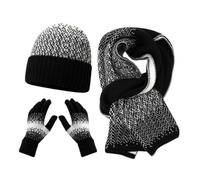 AZHKJKZH Set cappello sciarpa guanti Set Da Esterno Con Cappello, Sciarpa E Guanti Invernali Sfumati, 3 Pezzi calore invernale(Black)