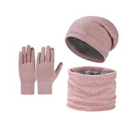 AZHKJKZH Set Cappello Sciarpa Guanti Set di 3 Pezzi Maglia Calda Invernale Composto da Cappello, Sciarpa E Guanti Calore Invernale(Pink)