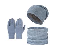 AZHKJKZH Set Cappello Sciarpa Guanti Set di 3 Pezzi Maglia Calda Invernale Composto da Cappello, Sciarpa E Guanti Calore Invernale(Blue)