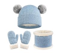AZHKJKZH Set cappello sciarpa guanti Set Di Cappello, Sciarpa E Guanti Caldi Invernali, Spessi Antivento calore invernale(Blue)