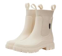 AZHKJKZH Uso Quotidiano Stivali Da Pioggia Elastici Donna Con Tubo Centrale Che Aumentano L'altezza E Sono Antiscivolo, Adatti For L'uso All'aperto Per Inverno(Beige,39)