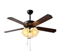 AZHKJKZH Ventilatore Soffitto con Luce Ventilatore A Soffitto A 5 Teste Ventilatori A Con Telecomando Retrò Europeo A Pale In Legno for Soggiorno Paralume In Vetro Chiaro Soggiorno