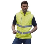 AZHKJKZH Vestiario Catarifrangente Gilet di Sicurezza da Donna Riflettente for Il Traffico Autunnale E Invernale con Cappuccio Caldo Alta visibilità(Yellow,M)
