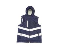 AZHKJKZH Vestiario Catarifrangente Gilet di Sicurezza da Donna Riflettente for Il Traffico Autunnale E Invernale con Cappuccio Caldo Alta visibilità(Blue,XL)