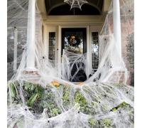Azhong toys Ragnatela di Halloween, 300g Ragnatela Halloween Decorazione con 50 Ragni Finti, Decorazioni di Halloween di ragnatele estensibili, Adatta per Decorazioni di Halloween, Feste di Fantasmi