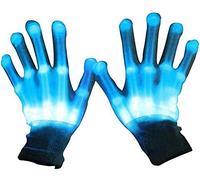 AZHU Guanti di Halloween, Guanti LED Guanti illuminati Guanti scheletrici LED Guanti luminosi multicolori Guanti LDE lampeggianti Luci per le dita Luci per le dita per la festa (Blu)