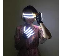 AZHU Guanti LED Luminosi da Scheletro con Occhiali Illuminati per Performance di Danza - Luci per Le Dita (Bianco)