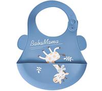 Aziamor AZ6903 Bavaglino Bavaglia In Silicone con Tasca Raccogli Briciole Per Neonati 2 Pezzi Colore a Scelta Azzurro o Rosa