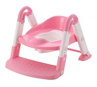AZIAMOR Baby Step Vasino 3 in 1 Con Sedile e Scaletta Pieghevole Antiscivolo Materiale PP Cuscino Removibile Poggiapiedi Regolabile Colorazioni Rosa Azzurro