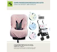 AZIAMOR Copri Passeggino e Seggiolino Auto 3 in 1 in Spugna di Cotone 100%, Compatibile Con Seggioloni e Passeggini, 200 Grammi, Beige Rosa Celeste Bianco