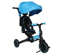Aziamor Evolution Triciclo 4 in 1 con Manico Direzionale per Bambini Azzurro