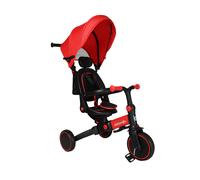 Aziamor Evolution Triciclo 4 in 1 con Manico Direzionale per Bambini Rosso