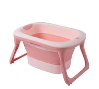 AZIAMOR Vaschetta da Bagno Pieghevole Splash&Go per Neonati, Materiale PP+TPE Sicuro, Dimensioni 81,5x60x46,5 cm Aperta e 81,5x60x19 cm Chiusa, Rosa, 0-12 Mesi