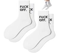 AZIDWERYQ 2 paia di calzini da scopare divertenti novità lettera unica comfort calzini bianchi vetrina personalità per uomo donna grafica