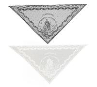AZIDWERYQ 2 pezzi triangolo di velo da chiesa 49, 2x25 pollici velo in bianco e nero ricamato in pizzo vintage copricapo cattolico per le donne nero