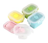 AZIDWERYQ 4 contenitori mini snack, contenitori pieghevoli per alimenti in silicone da 150 ml, scatola per alimenti impilabile con coperchi, pieghevole adatto al microonde/frigorifero/lavastoviglie