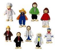 AZIDWERYQ Bambole per case delle bambole Set di 9 Piccole famiglie Diverse professioni Persone per case delle Giochi di ruolo in legno, giunti mobili Persone per