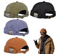 AZIDWERYQ Berretti Senza Tesa da 4 Pezzi per Uomo e Donna, Cappello Senza Tesa con Polsino Arrotolato Vintage, Cappello Docker in Cotone Regolabile