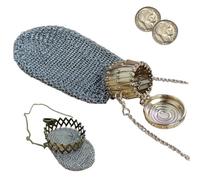 AZIDWERYQ Borsa per monete vintage borse di moneta vittoriana in metallo vittoriano di 1920 con twist cote top e borsetta antica a doppia maglia chian