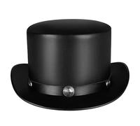 AZIDWERYQ Cappello da mago, Steampunk in pelle PU, nero, misura unica