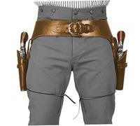 AZIDWERYQ Cintura Western da Cowboy Cintura Western in PU con Doppio Supporto per Revolver, Cinture da Uomo, Costume Steampunk per Halloween Cosplay Party (Marrone Scuro) Revolver Giocattolo